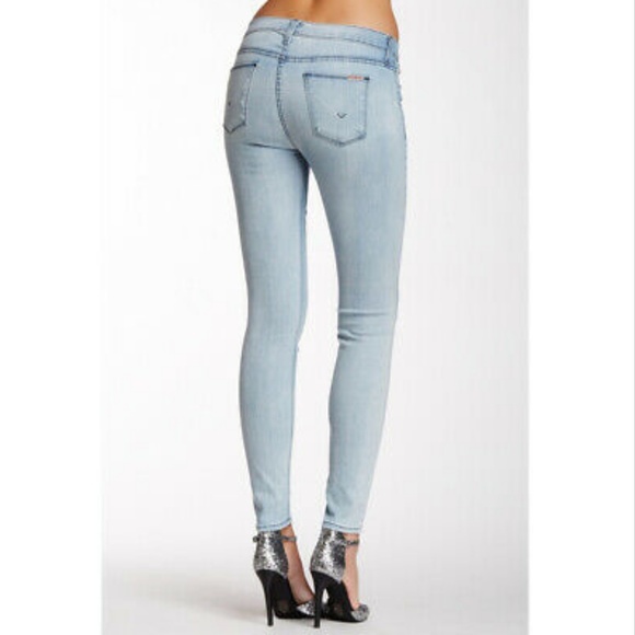Hudson Light-Wash Mid-Rise Distressed Skinny Jeans - Picture 2 of 7